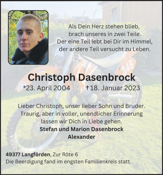 Anzeige von Christoph Dasenbrock von OM-Medien