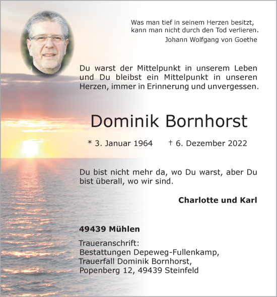 Anzeige von Dominik Bornhorst von OM-Medien