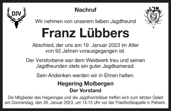 Anzeige von Franz Lübbers von OM-Medien