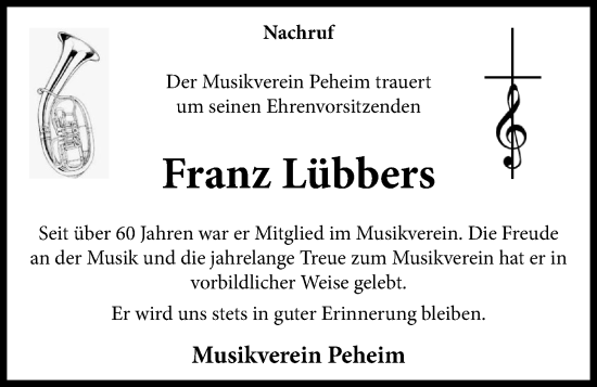 Anzeige von Franz Lübbers von OM-Medien