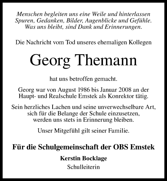 Anzeige von Georg Themann von OM-Medien