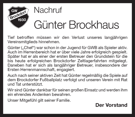 Anzeige von Günter Brockhaus von OM-Medien