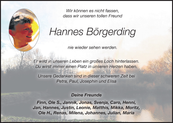 Anzeige von Hannes Börgerding von OM-Medien