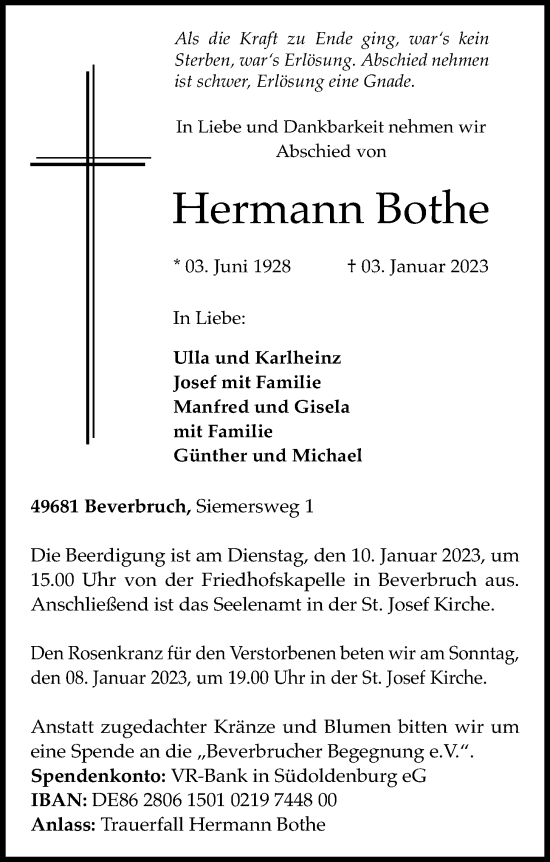 Anzeige von Hermann Bothe von OM-Medien