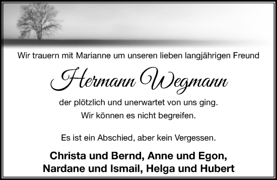 Anzeige von Hermann Wegmann von OM-Medien