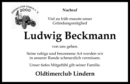 Anzeige von Ludwig Gerhard Beckmann von OM-Medien