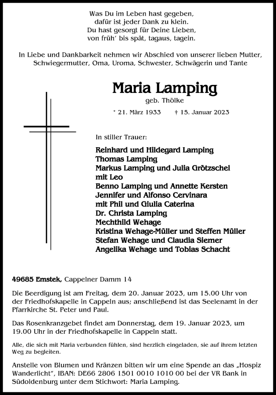 Anzeige von Maria Lamping von OM-Medien