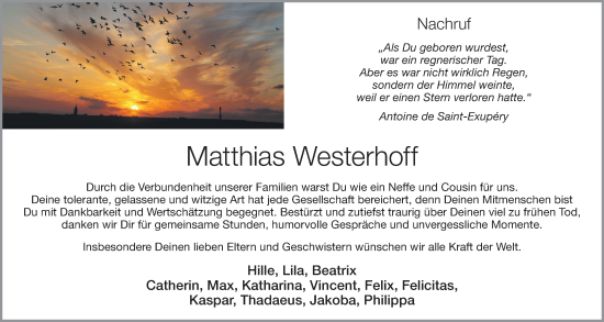 Anzeige von Matthias Westerhoff von OM-Medien