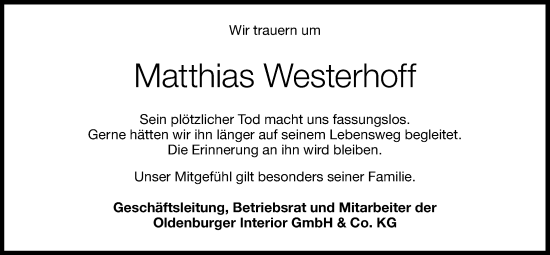 Anzeige von Matthias Westerhoff von OM-Medien