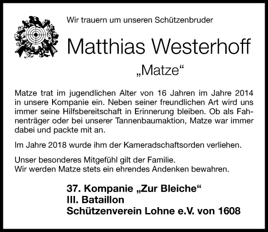 Anzeige von Matthias Westerhoff von OM-Medien