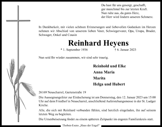 Anzeige von Reinhard Heyens von OM-Medien