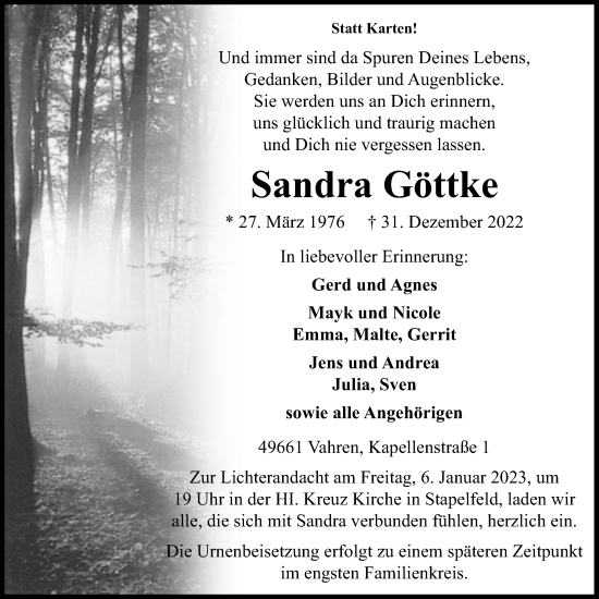 Anzeige von Sandra Göttke von OM-Medien