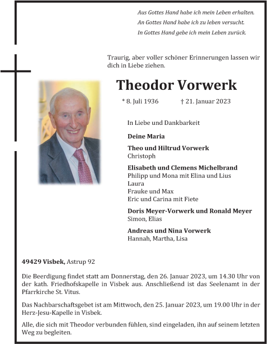 Anzeige von Theodor Vorwerk von OM-Medien