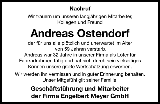 Anzeige von Andreas Ostendorf von OM-Medien