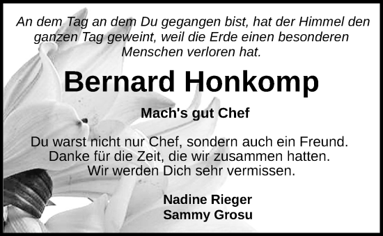 Anzeige von Bernard Honkomp von OM-Medien