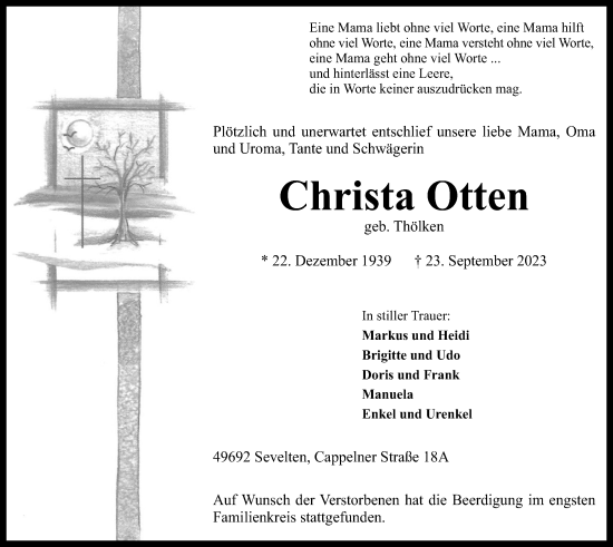 Anzeige von Christa Otten von OM-Medien