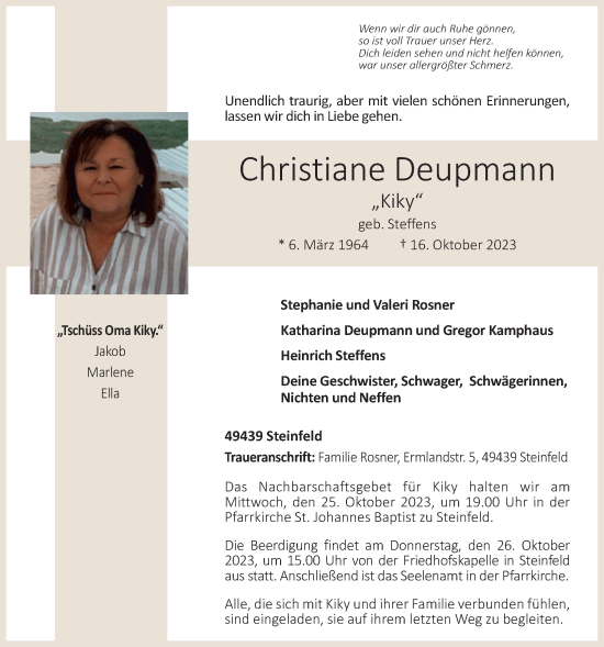 Anzeige von Christiane Deupmann von OM-Medien