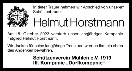 Anzeige von Helmut Horstmann von OM-Medien