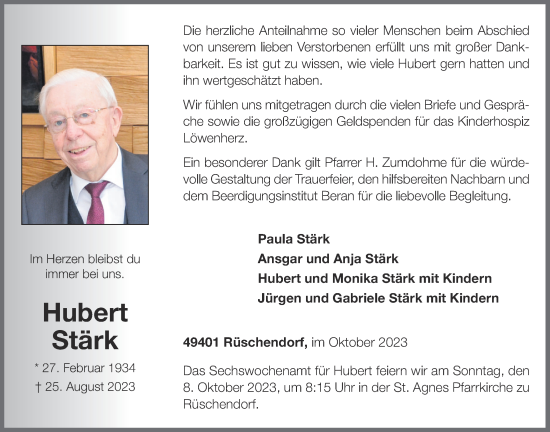 Anzeige von Hubert Stärk von OM-Medien