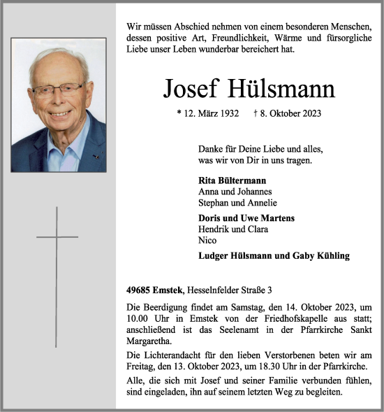 Anzeige von Josef Hülsmann von OM-Medien