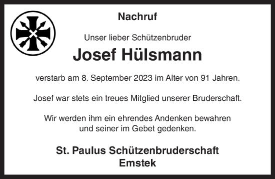 Anzeige von Josef Hülsmann von OM-Medien