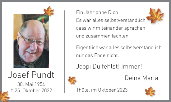 Anzeige von Josef Pundt von OM-Medien