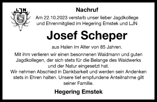 Anzeige von Josef Scheper von OM-Medien