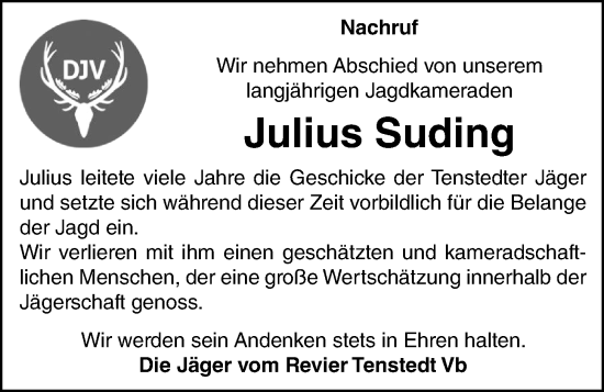 Anzeige von Julius Suding von OM-Medien