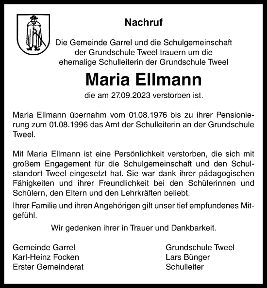 Anzeige von Maria Ellmann von OM-Medien