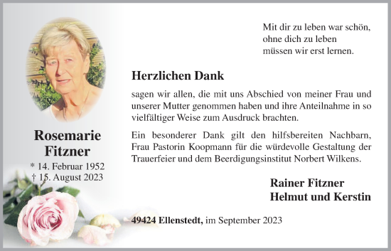 Anzeige von Rosemarie Fitzner von OM-Medien