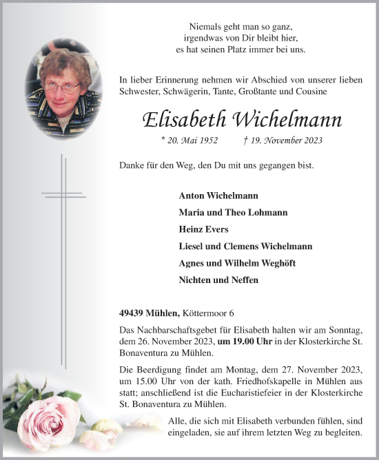 Anzeige von Elisabeth Wichelmann von OM-Medien