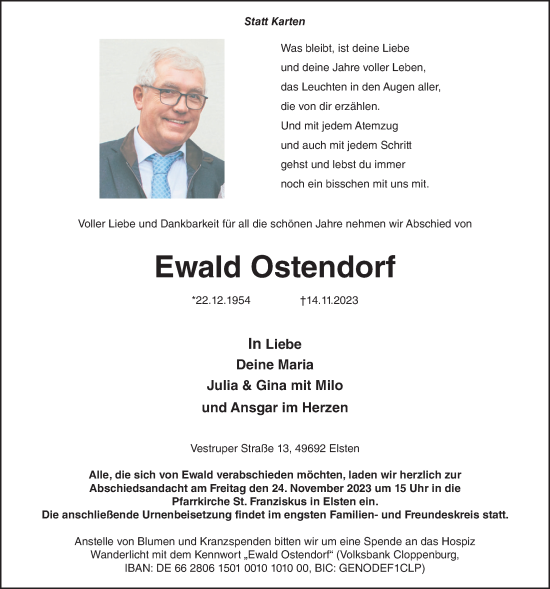 Anzeige von Ewald Ostendorf von OM-Medien