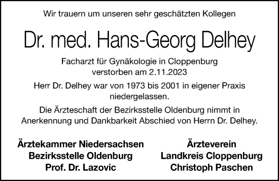 Anzeige von Hans-Georg Delhey von OM-Medien