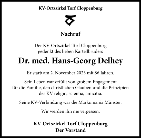 Anzeige von Hans-Georg Delhey von OM-Medien