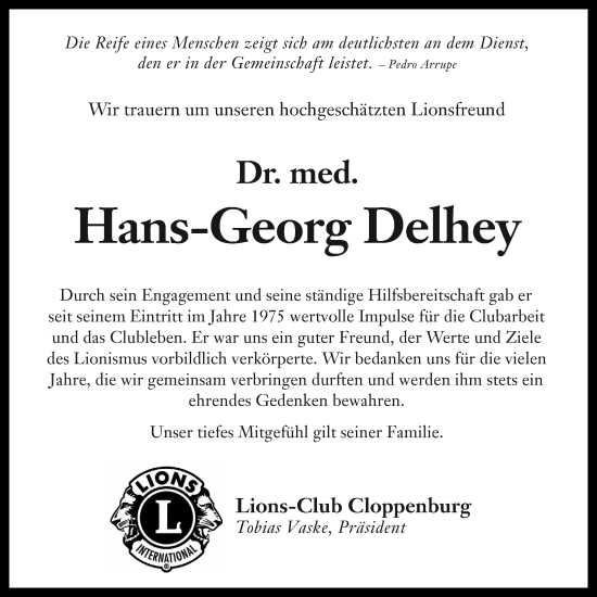 Anzeige von Hans-Georg Delhey von OM-Medien