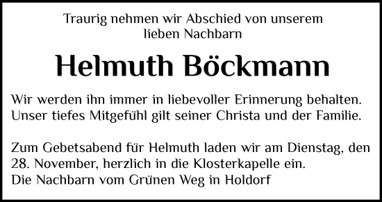 Anzeige von Helmuth Böckmann von OM-Medien