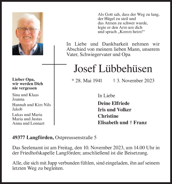 Anzeige von Josef Lübbehüsen von OM-Medien