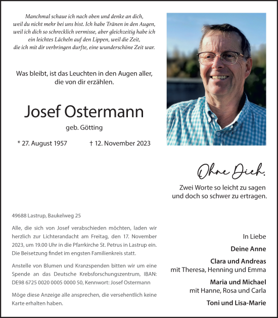 Anzeige von Josef Ostermann von OM-Medien