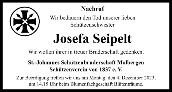 Anzeige von Josefa Seipelt von OM-Medien