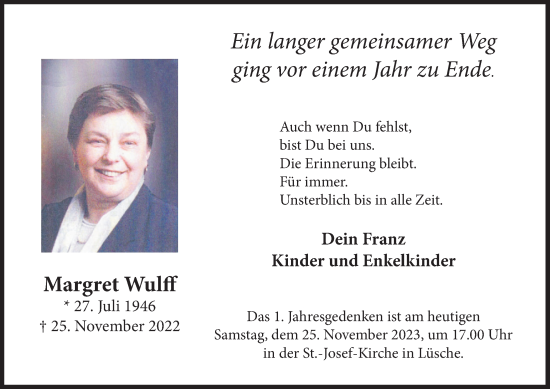 Anzeige von Margret Wulff von OM-Medien