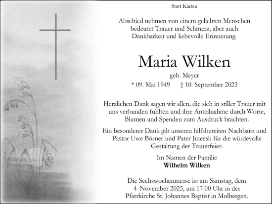 Anzeige von Maria Wilken von OM-Medien