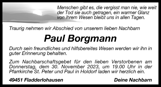 Anzeige von Paul Borgmann von OM-Medien