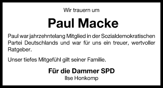 Anzeige von Paul Macke von OM-Medien