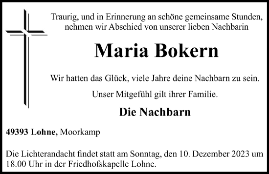 Anzeige von Maria Bokern von OM-Medien