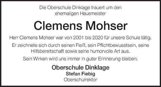 Anzeige von Clemens Mohser von OM-Medien