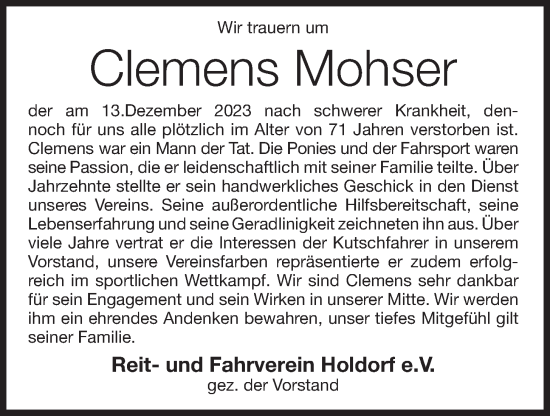 Anzeige von Clemens Mohser von OM-Medien