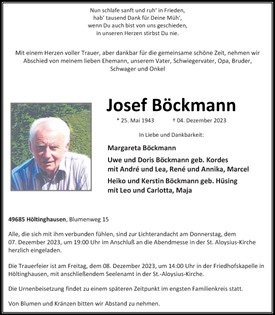 Anzeige von Josef Böckmann von OM-Medien