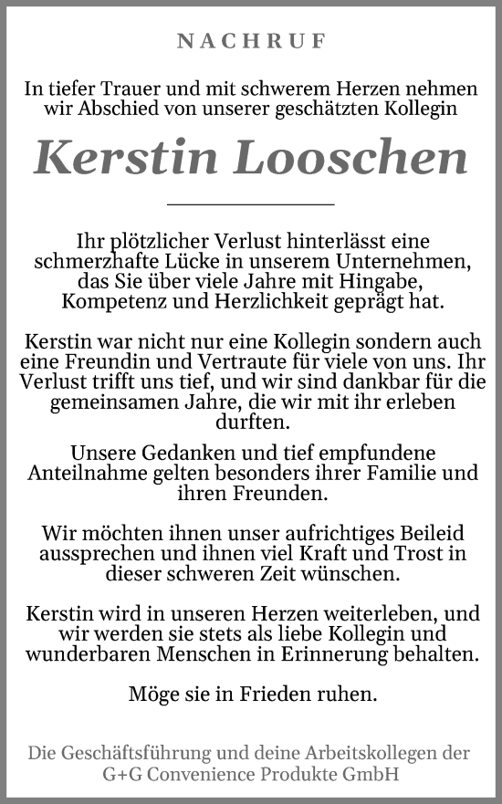 Anzeige von Kerstin Looschen von OM-Medien