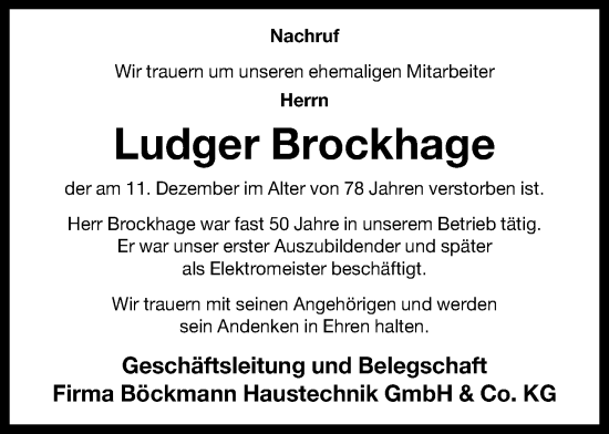 Anzeige von Ludger Brockhage von OM-Medien