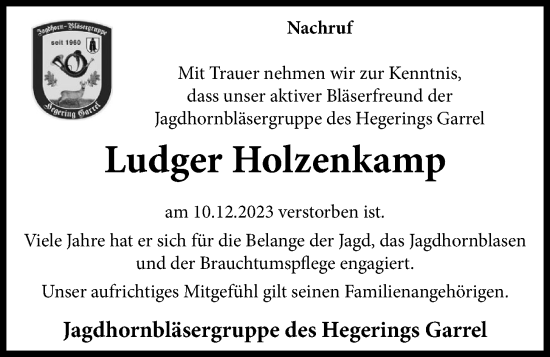 Anzeige von Ludger Holzenkamp von OM-Medien